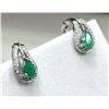 Image 1 : STERLING SILVER NATURAL EMERALD (1CT) WITH CZ (0.40CT) EARRINGS, W/A $400.00. EMERALD IS THE BIRTHST