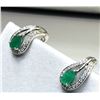 Image 3 : STERLING SILVER NATURAL EMERALD (1CT) WITH CZ (0.40CT) EARRINGS, W/A $400.00. EMERALD IS THE BIRTHST