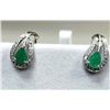 Image 4 : STERLING SILVER NATURAL EMERALD (1CT) WITH CZ (0.40CT) EARRINGS, W/A $400.00. EMERALD IS THE BIRTHST