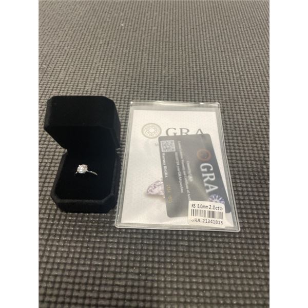 NEW S925 2.0CT MOISSANITE LAB DIAMOND SOLITAIRE RING, SIZE 7.5, MOUNTED IN 925 STERLING SILVER W/ WH