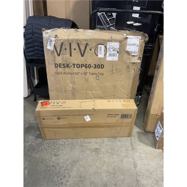 VIVO DARK WALNUT 60 X 30 ELECTRIC SIT TO STAND DESKW ITH WHITE ELECTRIC DUAL MOTOR DESK FRAME