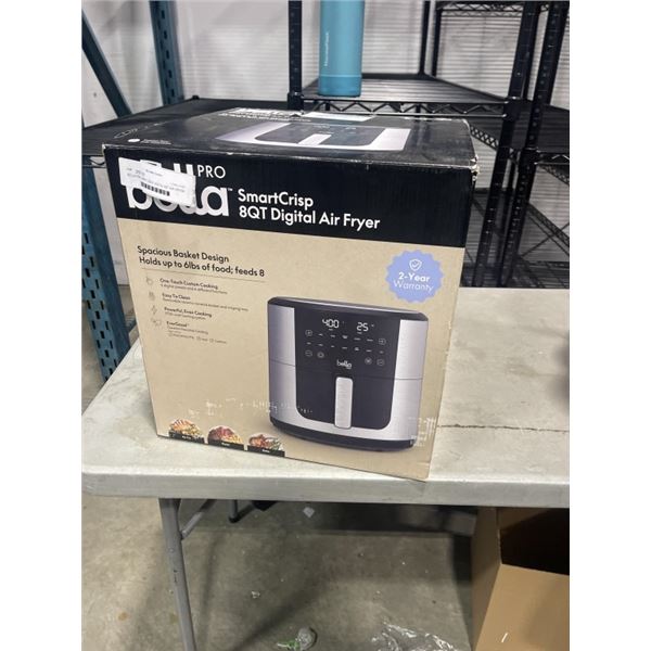 BELLA PRO SMART CRISP DIGITAL 8QT AIR FRYER W/ EVERGOOD CERAMIC - TESTED WORKING, RETAIL $259