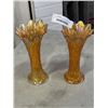 Image 1 : 2 ANTIQUE CARNIVAL GLASS VASES, 10 INCH TALL
