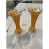 Image 2 : 2 ANTIQUE CARNIVAL GLASS VASES, 10 INCH TALL