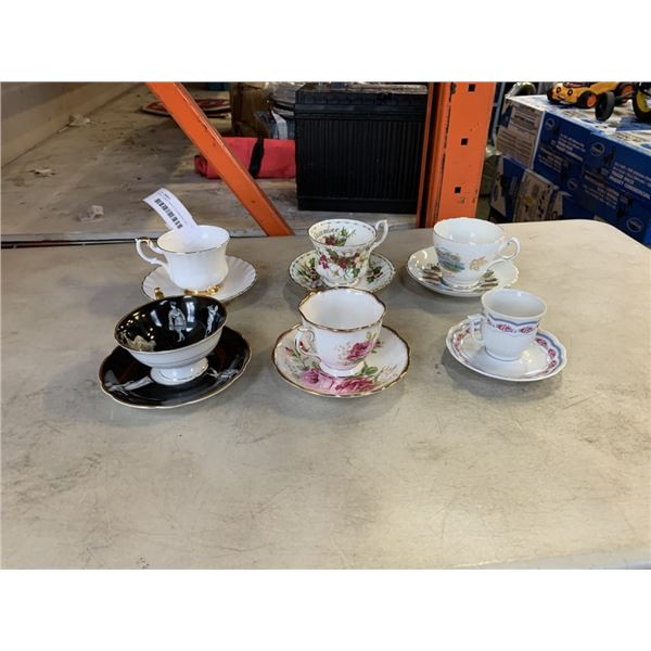 ROYAL ALBERT WHITE DOGWOOD 3PC CREAM ANDB SUGAR SET AND 3 COFFEE MUGS