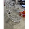 Image 3 : 4 ANTIQUE PINWHEEL CRYSTAL DISHES, INCLUDING FIRE RED HEART SHAPE DISH