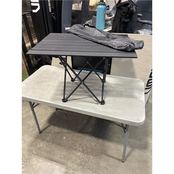 NEW BLACK METAL ROLLING FOLD UP CAMP TABLE, 27 X 18 IMNCH