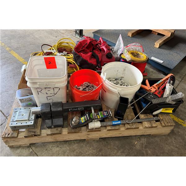 Hitch Bench Vise, Tie Down Chains in Buckets, Extension Cords & Misc Hand Tools
