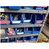 Image 11 : Industrial Shelving Bin Rack w/ Blue Plastic Bins & Contents: Connectors, Crimps, Hardware, etc