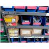 Image 12 : Industrial Shelving Bin Rack w/ Blue Plastic Bins & Contents: Connectors, Crimps, Hardware, etc