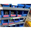 Image 14 : Industrial Shelving Bin Rack w/ Blue Plastic Bins & Contents: Connectors, Crimps, Hardware, etc