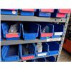 Image 6 : Industrial Shelving Bin Rack w/ Blue Plastic Bins & Contents: Connectors, Crimps, Hardware, etc