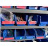 Image 7 : Industrial Shelving Bin Rack w/ Blue Plastic Bins & Contents: Connectors, Crimps, Hardware, etc