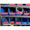 Image 8 : Industrial Shelving Bin Rack w/ Blue Plastic Bins & Contents: Connectors, Crimps, Hardware, etc