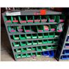 Image 1 : Industrial Shelving Bin Rack w/ Green Plastic Bins & Contents: Labels, Ground Bars, Hardware, etc