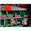 Image 3 : Industrial Shelving Bin Rack w/ Green Plastic Bins & Contents: Labels, Ground Bars, Hardware, etc