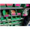 Image 4 : Industrial Shelving Bin Rack w/ Green Plastic Bins & Contents: Labels, Ground Bars, Hardware, etc