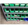 Image 6 : Industrial Shelving Bin Rack w/ Green Plastic Bins & Contents: Labels, Ground Bars, Hardware, etc