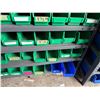 Image 7 : Industrial Shelving Bin Rack w/ Green Plastic Bins & Contents: Labels, Ground Bars, Hardware, etc