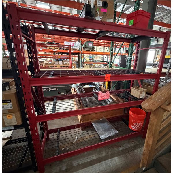 Red Metal Adjustable Shelving Unit 72" x 23" x 77"H (contents not included)