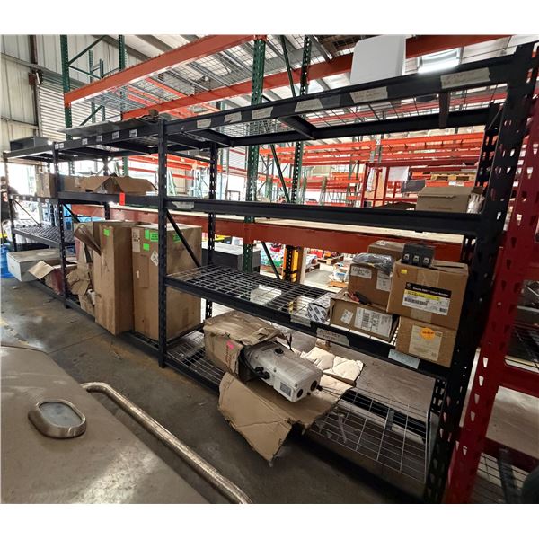 Qty 2 Metal Adjustable Shelving Units 222" x 23" x 77"H (contents not included)