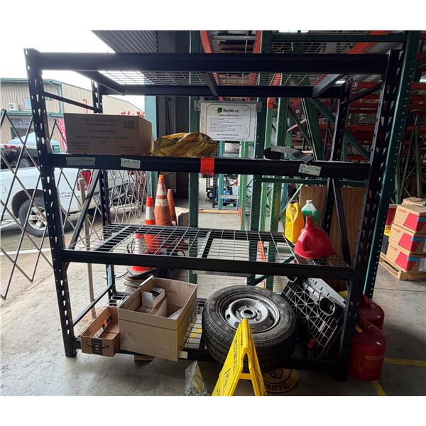 Black Metal Adjustable Shelving Unit 72" x 23" x 77"H (contents not included)