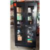 Image 1 : Uline Rolling Black 2-Door Cabinet 35" x 18" x 77"H & Contents:  Terminal Blocks, Splice Kits, Conta