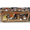 Image 1 : Wooden Table w/ Undershelf 97" x 24" x 40"H & Contents: Graybar Copper Braid, Connectors, HVU2 Ancho