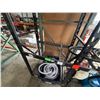Image 2 : Qty 2 Black Metal Shelving Units 76" x 23" x 72"H & Contents: Backpack Sprayer, Vinyl Tubing, etc