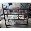 Image 1 : Black Metal Shelving Unit 72" L x 24" x 72"H x & Contents: Metal Sections, Containers, etc