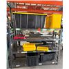Image 1 : Black Metal Adjustable Shelving Unit & Contents: Bins & Lids