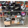 Image 1 : Metal Rolling Adjustable Shelf & Contents: Nail Coils, Brackets, Hardware, etc