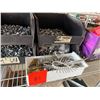 Image 6 : Metal Rolling Adjustable Shelf & Contents: Nail Coils, Brackets, Hardware, etc
