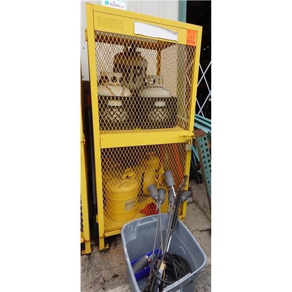 Yellow Steel Gas Cylinder Storage Cabinet 31" x 38" x 71" w/ Tanks & Torches