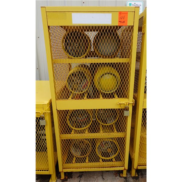 Yellow Steel Gas Cylinder Storage Cabinet 31" x 38" x 71" (tanks not included)
