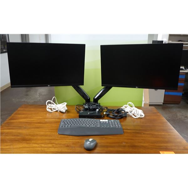 Qty 2 LG 27" Monitors w/ Mount & Docking Station