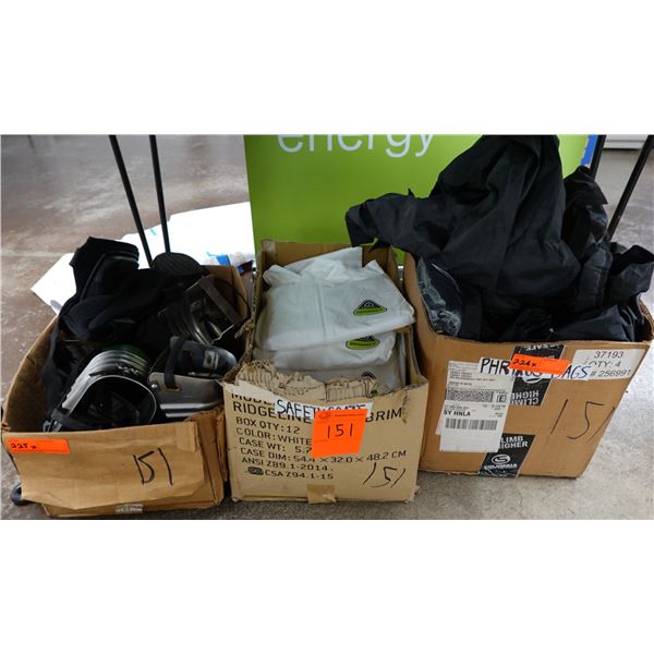 Qty 3 Boxes Coveralls, Safety Coats, Knee Caps,