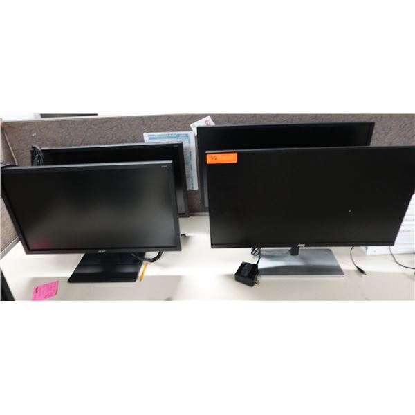 Qty 2 Acer 24" Monitors, 1 LG Monitor & 1 AOC Monitor