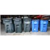 Image 1 : Qty 3 Rolling Trash Bins & 2 Rolling Recycle Bins