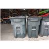 Image 2 : Qty 3 Rolling Trash Bins & 2 Rolling Recycle Bins