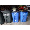 Image 4 : Qty 3 Rolling Trash Bins & 2 Rolling Recycle Bins