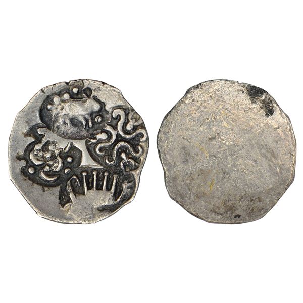 Ancient India: Archaic silver punch-marked coin, upper Chambal- Kali Sindh valley, Avanti Janapada
