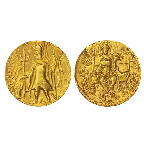 Ancient India: Kushans, Vasishka, gold dinar, main mint in Mathura/Gandhara, Göbl 557, 7.18g.