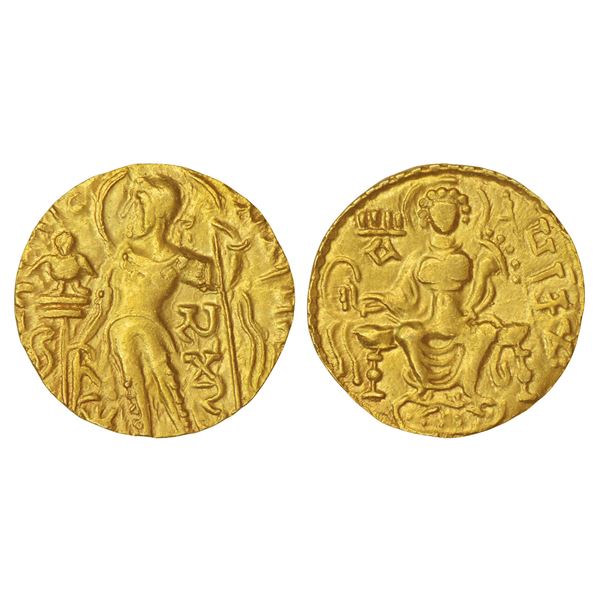 Ancient India: Gupta Empire, gold dinar of Samudra Gupta, 'Standard/Javelin' type, 7.58g.