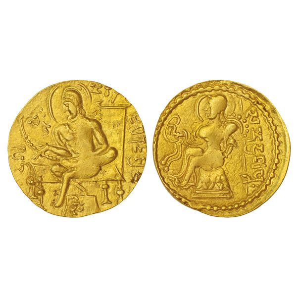 Ancient India: Gupta Empire, gold dinar of Samudra Gupta, 'Lyrist' type, Altekar, var. A, 7.63g.
