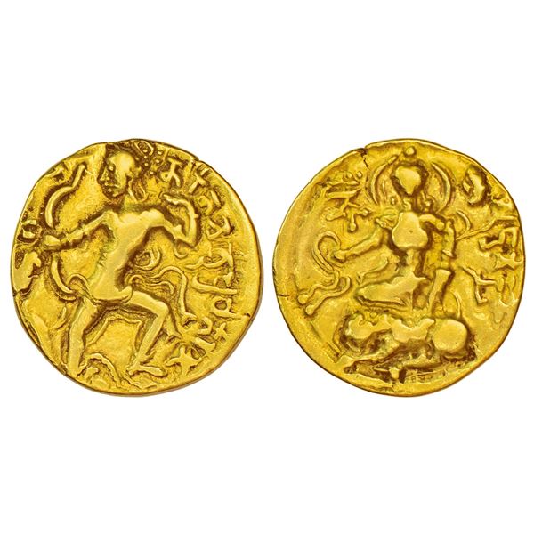 Ancient India: Gupta Empire - gold dinar of Chandragupta II (c.375-415 AD), 'Lion Slayer' type, RRR