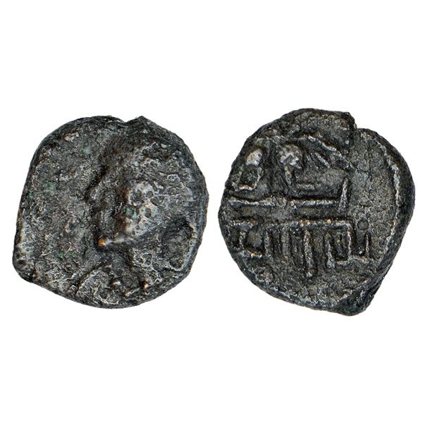Ancient India: Gupta Empire - copper bust-type coin of Chandragupta II, Malwa series, 1.13g.