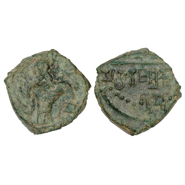 Ancient India: Gupta Empire - copper coin of Kumara Gupta I (c.415-450 AD), 'Chhatra'-type, 5.03g.