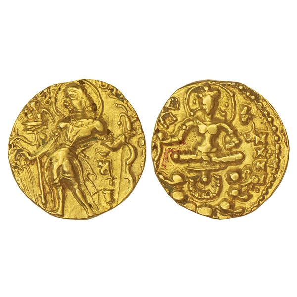 Ancient India: Gupta Empire - gold heavy dinar of Skanda Gupta (c.455-470 AD), 'Archer' type, 9.09g.