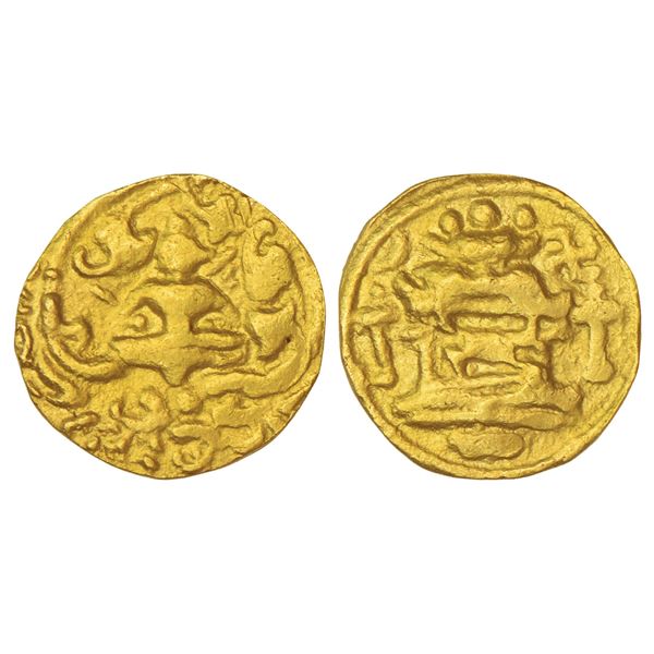 Medieval India: Rashtrakutas, uninscribed gold gadyana (1000-1100 AD), 14.45mm, 3.96g.